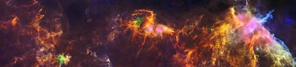 Zaldi Burua Nebulosa, PACS, SPIRE eta Herschelek 2013ko apirilaren 4an ikusia. Argazkia: Europako Espazio Agentzia.